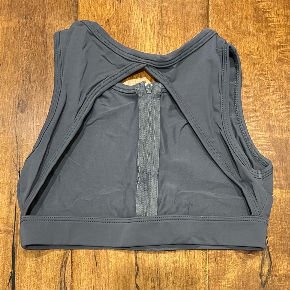 Gray Girl’s Zip Front Bra Top - Picture 2 of 2